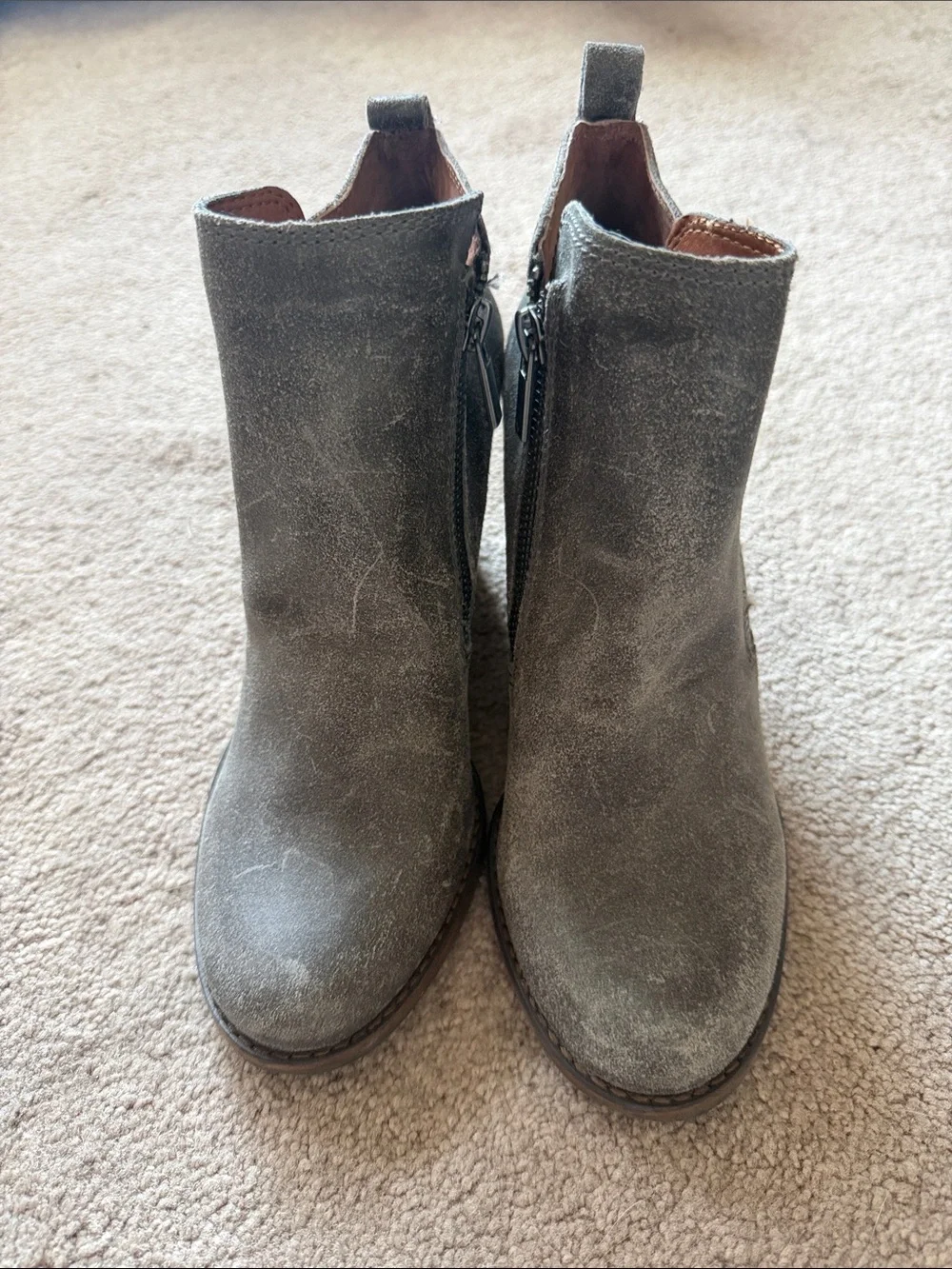 Lucky Brand Gray distressed Wedge Ankle Booties